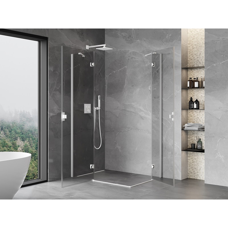 Mexen Mist-H Duo cabine de douche pivotante gauche 110 x 90 cm, transparent, blanc - 8A5-110L-090P-20-00