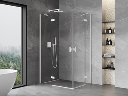 Mexen Mist-H Duo cabine de douche pivotante gauche 110 x 90 cm, transparent, blanc - 8A5-110L-090P-20-00