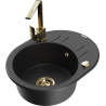 Mexen Kevin 1-bowl Granite Sink with Drainer and Kitchen Faucet Rita, Black/Silver - 6517-73-670300-50