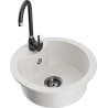 Mexen Diego 1-bowl granite sink with Telma kitchen tap, white - 6512-20-670200-70