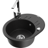 Mexen Kevin fregadero de granito de 1 seno con escurridor y grifo de cocina Rita, negro/plateado - 6517-73-670300-00