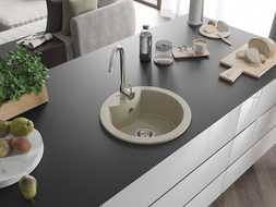 Mexen Diego Granit-Spullsteen mat 1 Kummer mat Kichenkran Telma, beige - 6512-69-670200-00