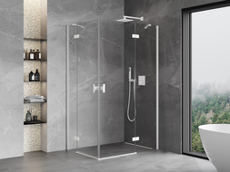 Mexen Mist-H Cabine de douche duo à charnières droite 80 x 110 cm, transparente, blanche - 8A5-080L-110P-20-00