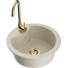 Mexen Diego fregadero de granito de 1 seno con grifo de cocina Telma, beige - 6512-69-670200-50