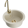 Mexen Diego granite sink 1-bowl with Telma kitchen tap, beige - 6512-69-670200-50