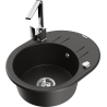 Mexen Kevin fregadero de granito de 1 seno con escurridor y grifo de cocina Rita, negro/dorado metálico - 6517-75-670300-00