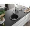 Mexen Kevin fregadero de granito de 1 seno con escurridor y grifo de cocina Rita, negro/dorado metálico - 6517-75-670300-00