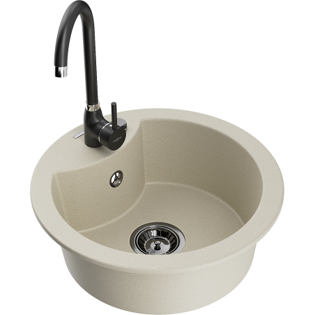 Mexen Diego Granitspüle 1-Becken mit Küchenarmatur Telma, beige - 6512-69-670200-70