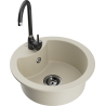 Mexen Diego Granitspüle 1-Becken mit Küchenarmatur Telma, beige - 6512-69-670200-70