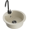 Mexen Diego Granitspüle 1-Kammer mit Küchenarmatur Telma, beige - 6512-69-670200-70