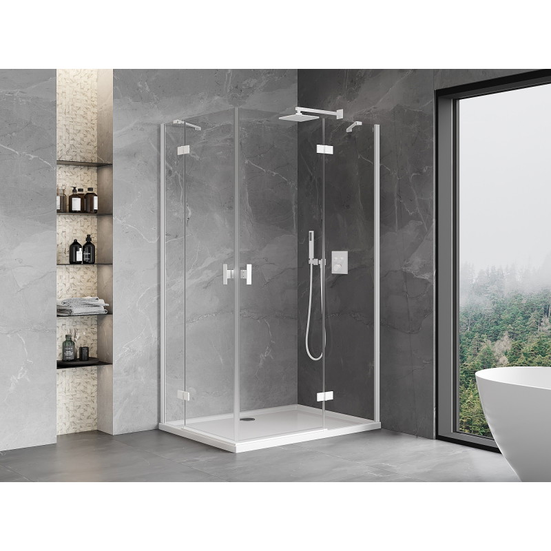 Mexen Mist-H Duo cabina de ducha abatible derecha 80 x 120 cm, transparente, blanca - 8A5-080L-120P-20-00