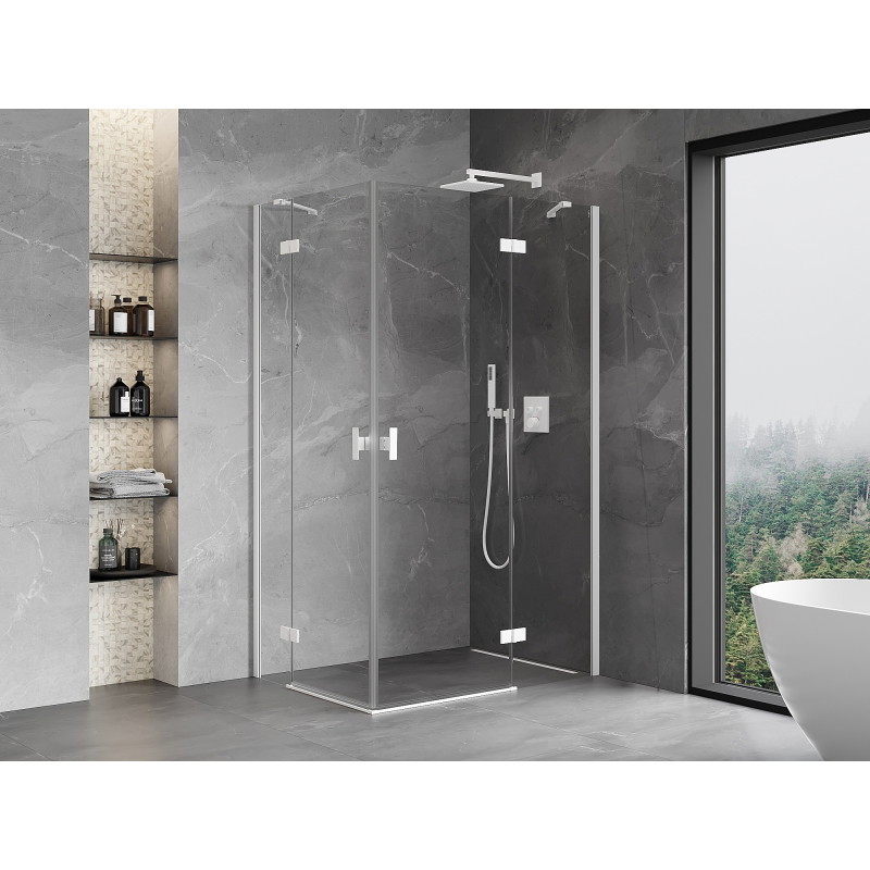 Mexen Mist-H Duo cabina de ducha abatible derecha 80 x 120 cm, transparente, blanca - 8A5-080L-120P-20-00
