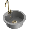 Mexen Diego fregadero de granito de 1 cubeta con grifo de cocina Telma, gris - 6512-71-670200-50