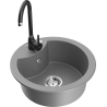 Mexen Diego fregadero de granito de 1 seno con grifo de cocina Telma, gris - 6512-71-670200-70