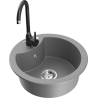 Mexen Diego Granitspüle 1-Becken mit Küchenarmatur Telma, grau - 6512-71-670200-70