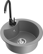 Mexen Diego granitdiskho 1-fack med köksblandare Telma, grå - 6512-71-670200-70