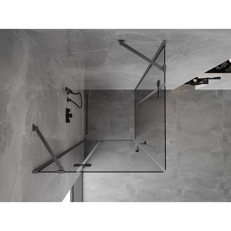 Mexen Mist-H Duo kabina za prhanje z nihajnimi vrati 75 x 75 cm, prosojna, brušena pištola siva - 8A5-075L-075P-66-00