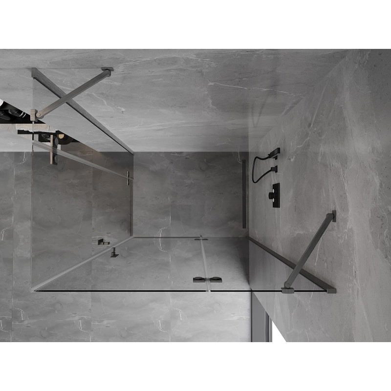 Mexen Mist-H Duo cabine de douche pivotante droite 70 x 80 cm, transparent, gris canon brossé - 8A5-070L-080P-66-00