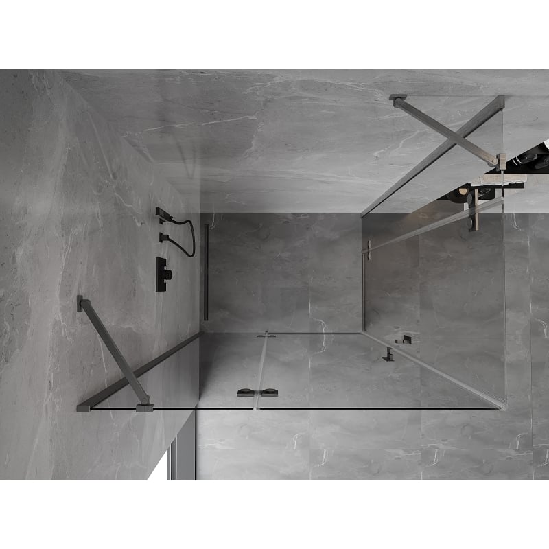Mexen Mist-H Duo cabine de duche de abrir à esquerda 105 x 80 cm, transparente, cinza metalizado escovado - 8A5-105L-080P-66-00
