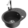 Mexen Kevin fregadero de granito de 1 cubeta con escurridor y grifo de cocina Rita, negro moteado - 6517-76-670300-00