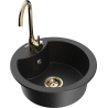 Mexen Diego fregadero de granito de 1 compartimento con grifo de cocina Telma, negro/plata - 6512-73-670200-50