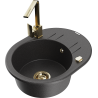 Mexen Kevin single-bowl granite sink with drainer and Rita kitchen tap, speckled black - 6517-76-670300-50