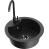 Mexen Diego fregadero de granito de 1 compartimento con grifo de cocina Telma, negro/plateado - 6512-73-670200-70-B