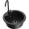 Mexen Diego Granitspüle 1-Becken mit Küchenarmatur Telma, schwarz/silber - 6512-73-670200-70-B
