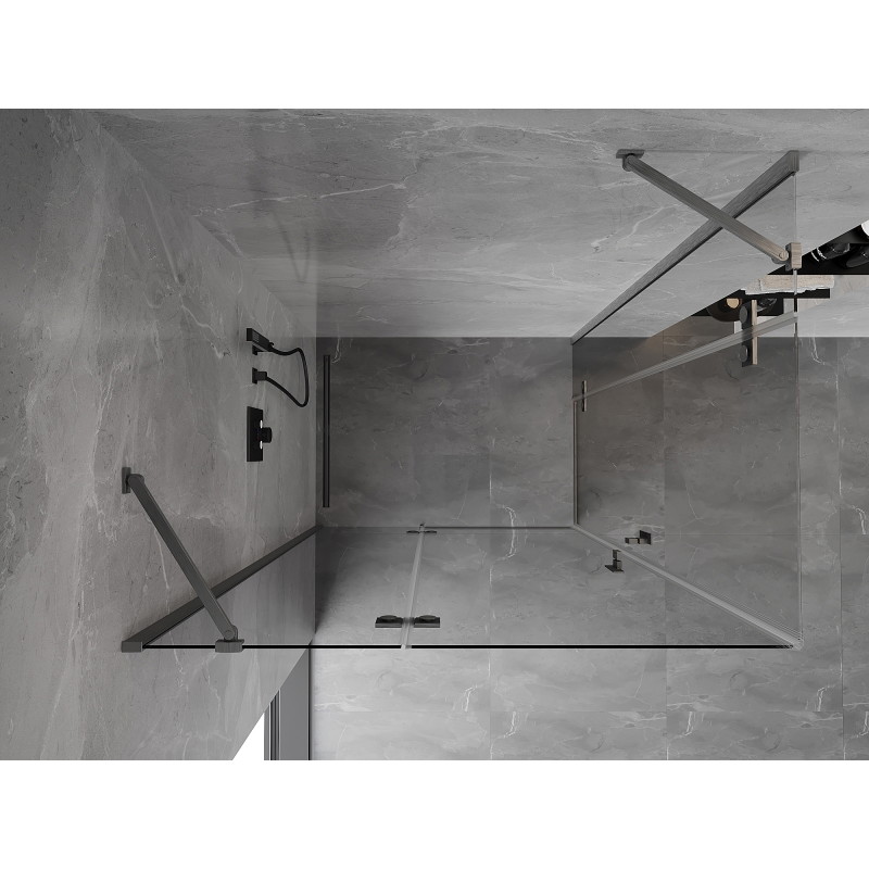 Mexen Mist-H Duo douchescherm scharnier deur links 110 x 95 cm, transparant, geborsteld geweergrijs - 8A5-110L-095P-66-00