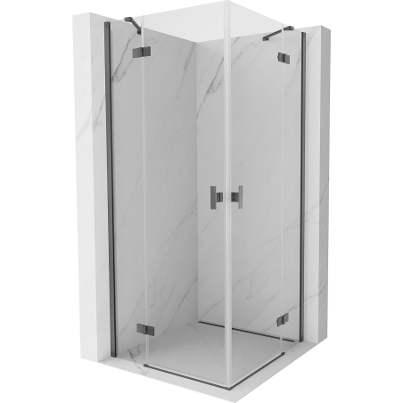 Mexen Mist-H Duo kääntyvä suihkukoppi 110 x 110 cm, läpinäkyvä, harmaanharjaus - 8A5-110L-110P-66-00