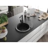 Mexen Kevin granite sink 1-bowl with drainer and kitchen tap Rita, black - 6517-77-670300-70-B