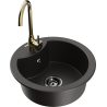 Mexen Diego fregadero de granito de 1 cubeta con grifo de cocina Telma, negro/dorado - 6512-75-670200-50-B