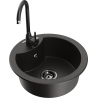 Mexen Diego fregadero de granito de 1 seno con grifo de cocina Telma, negro/dorado - 6512-75-670200-70-B