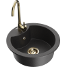 Mexen Diego 1-Bowl Granite Sink with Telma Kitchen Faucet, Speckled Black - 6512-76-670200-50