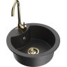 Mexen Diego fregadero de granito de 1 cuba con grifo de cocina Telma, negro moteado - 6512-76-670200-50