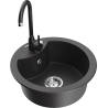 Mexen Diego fregadero de granito de 1 cuba con grifo de cocina Telma, negro moteado - 6512-76-670200-70