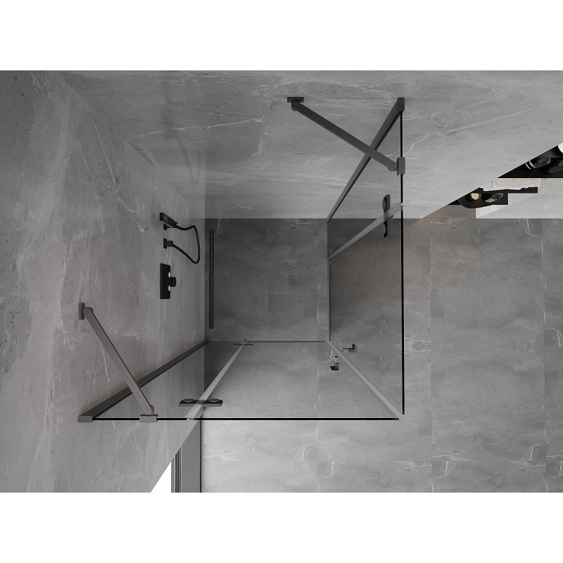 Mexen Mist-H Duo cabina de ducha abatible 80 x 80 cm, transparente, metal de pistola - 8A5-080L-080P-95-00