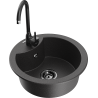 Mexen Diego fregadero de granito de 1 compartimento con grifo de cocina Telma, negro moteado - 6512-76-670200-70-B