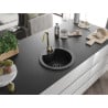 Mexen Diego granite sink 1-chamber with Telma kitchen tap, black - 6512-77-670200-50-B