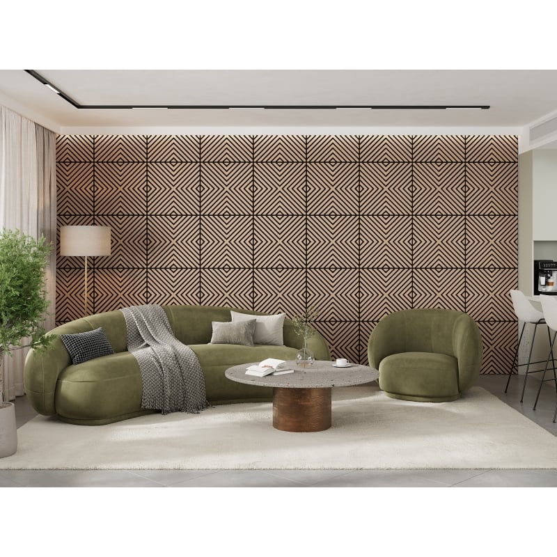 Mexen Linea 01 Akustik-Wandpaneel 60 x 60 cm (4 Stk.), Filz 9 mm, technisches Furnier, Gebleichte Eiche - S110-60607-01-040