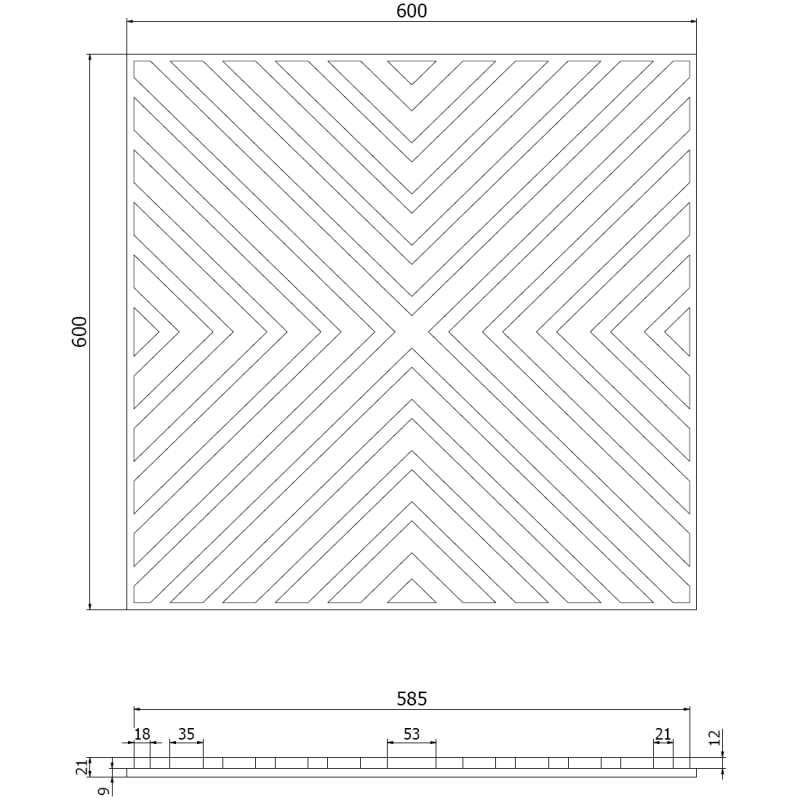 Mexen Linea 01 panel ścienny akustyczny 60 x 60 cm (4szt.), filc 9 mm, fornir techniczny, Bielony Dąb - S110-60607-01-040