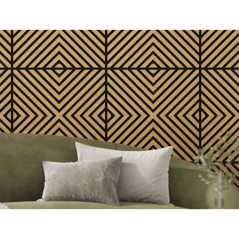 Mexen Linea 01 akoestisch wandpaneel 60 x 60 cm (4 stuks), vilt 9 mm, technisch fineer, Eiken Classic - S110-60607-01-041