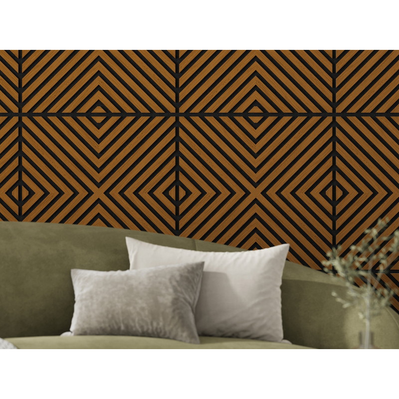 Mexen Linea 01 akoestisch wandpaneel 60 x 60 cm (4 stuks), vilt 9 mm, technisch fineer, Natuurlijk Eiken - S110-60607-01-042
