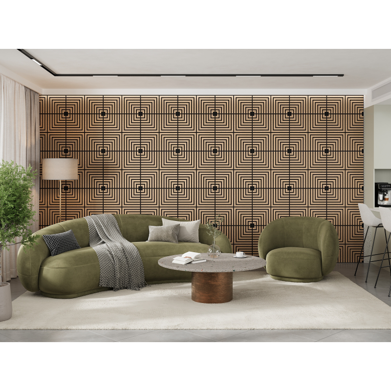 Mexen Linea 02 panel ścienny akustyczny 60 x 60 cm (4szt.), filc 9 mm, fornir techniczny, Bielony Dąb - S110-60607-02-040