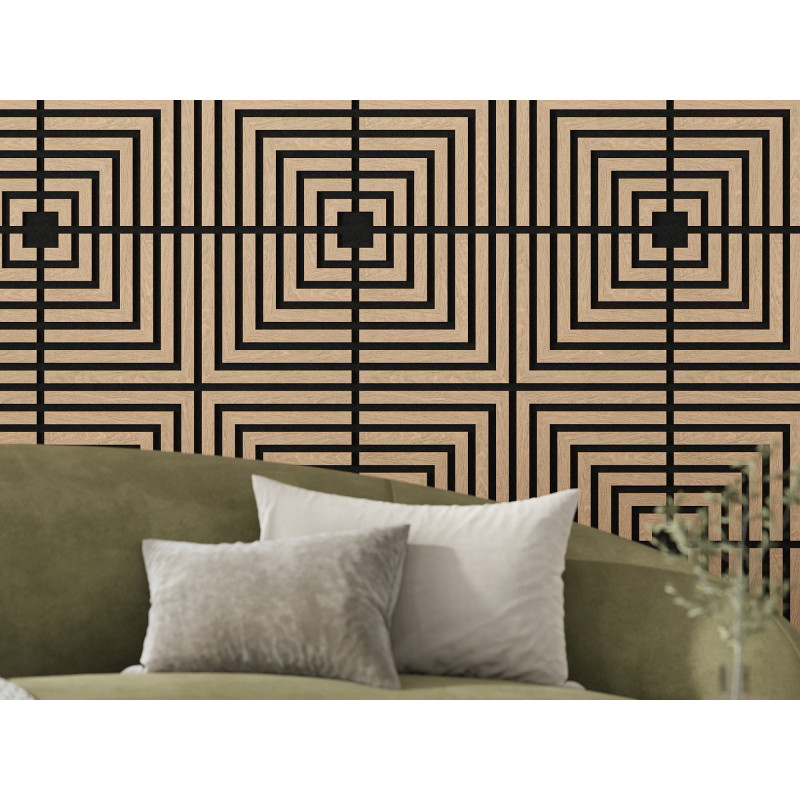 Mexen Linea 02 akustisk väggpanel 60 x 60 cm (4st), filt 9 mm, teknisk fanér, Blekt Ek - S110-60607-02-040