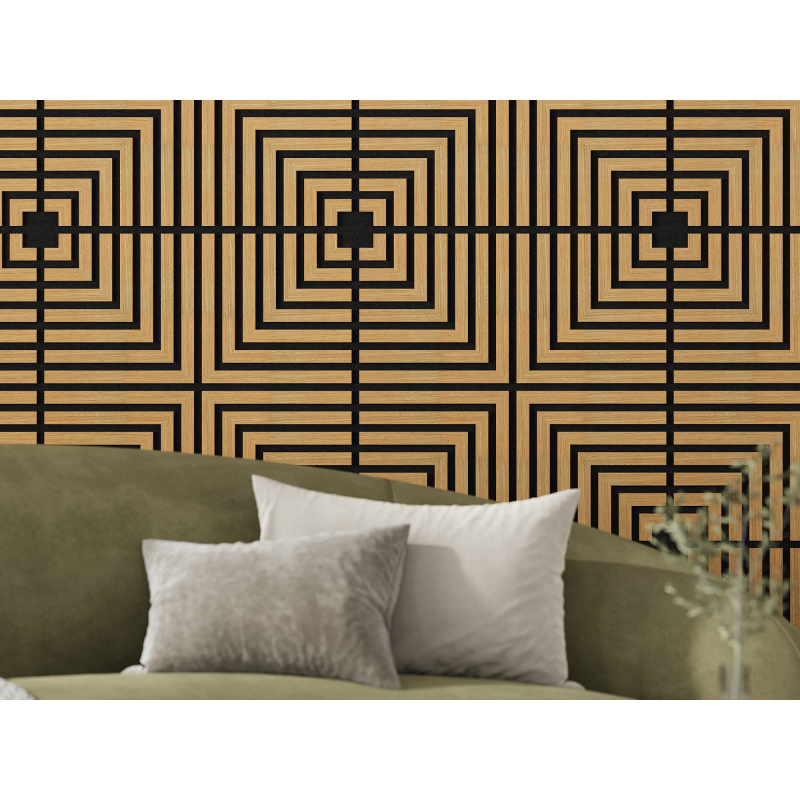 Mexen Linea 02 panel ścienny akustyczny 60 x 60 cm (4szt.), filc 9 mm, fornir techniczny, Dąb Classic - S110-60607-02-041