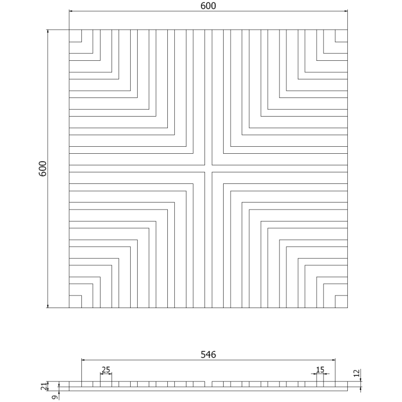 Mexen Linea 02 panel ścienny akustyczny 60 x 60 cm (4szt.), filc 9 mm, fornir techniczny, Dąb Classic - S110-60607-02-041