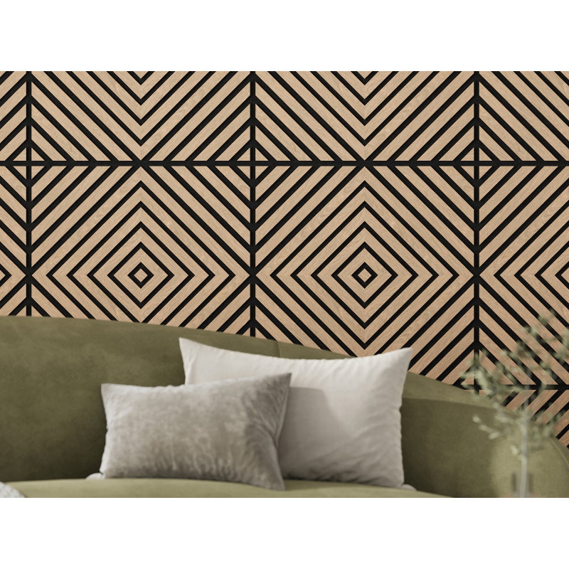 Mexen Linea 03 akustiskā sienas panelis 60 x 60 cm (4 gab.), filcs 9 mm, tehniskais finieris, Balināts Ozols