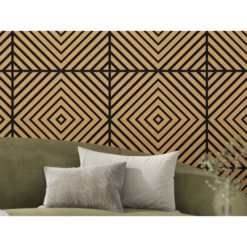 Mexen Linea 03 pannello acustico da parete 60 x 60 cm (4 pezzi), feltro 9 mm, impiallacciatura tecnica, Quercia Classic