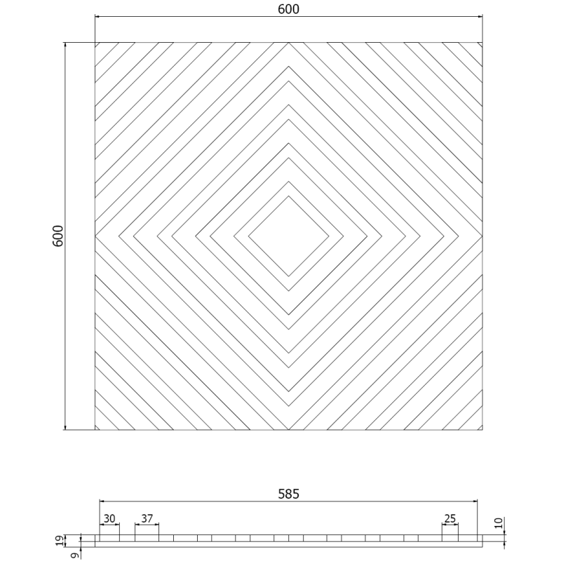 Mexen Linea 03 panel ścienny akustyczny 60 x 60 cm (4szt.), filc 9 mm, fornir techniczny, Dąb Natural - S110-60607-03-042